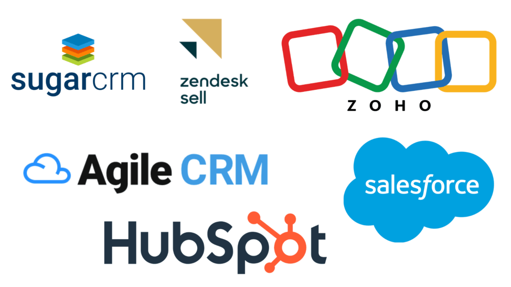 Popular CRM systems like Salesforce, HubSpot, Zoho, and Zendesk Sell that integrate with contact centers for real estate lead management.